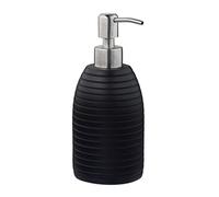 Relaxdays Dispensador Jabón, Jabonera 300 ml, Rellenable, Baño, Aseo, Cocina, Dosificador Gel Ducha o Loción, Negro