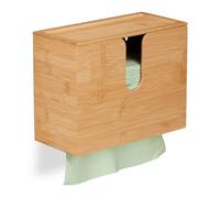 Relaxdays Dispensador toallas L bambú con tapa marrón claro