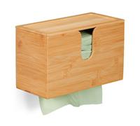 Relaxdays Dispensador toallas papel bambú con tapa marrón claro
