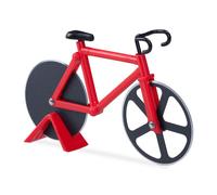 Relaxdays Dos cortapizzas en forma de bicicleta rojo,negro