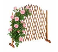 Relaxdays Enrejado extensible de madera de jardín marrón claro
