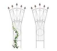 Relaxdays Enrejado para Plantas Trepadoras, Set 2, Metal, Vintage, 145 x 54 cm, Guía Enredadera, para Clavar, Marrón