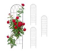Relaxdays Enrejado para trepadoras, Set 4, Acero, 150 x 40 cm, Soporte para Rosales y Enredaderas, Negro