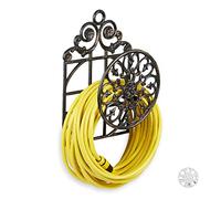 Relaxdays Enrollador de Manguera, Soporte Grande para la Pared, Vintage, Hierro Fundido, 50 x 32 x 20 cm, Bronce