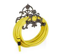 Relaxdays Enrollador para mangueras, Soporte para la Pared, Vintage, Hierro Fundido, 24 x 31,5 x 15 cm, Bronce