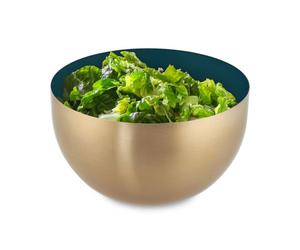 Relaxdays Ensaladera bicolor de acero inoxidable verde oscuro,oro