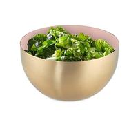 Relaxdays Ensaladera Fiore Doro 1L, Frutero, Cuenco Cocina, Bol Repostería Acero INOX., 8,5x15 cm, Rosa y Dorado