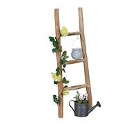 Relaxdays Escalera decorativa para hogar y jardín marrón claro