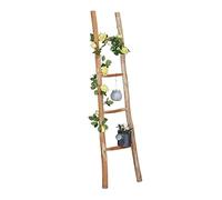Relaxdays Escalera Decorativa 4 Peldaños, Escalera Colgar Ropa y Toallas, Hogar y Jardín, Madera Castaño, 150cm, Natural