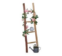 Relaxdays Escalera Decorativa, Escalerilla 4 Peldaños, Perchero, Toallero, Hogar, Jardín, Madera Castaño, 116cm, Natural