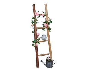 Relaxdays Escalera Decorativa, Escalerilla 4 Peldaños, Perchero, Toallero, Hogar, Jardín, Madera Castaño, 116cm, Natural
