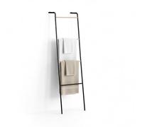 Relaxdays Escalera metálica para Toallas y Ropa, 4 peldaños, Espacio Ahorro, 158x40x28 cm, Negra