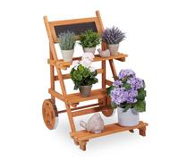 relaxdays: Escalera para plantas con ruedas, 3 niveles