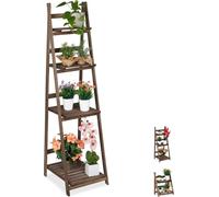 Relaxdays Estantería Plantas de 4 Niveles, Madera, Marrón Oscuro, 160 x 41 x 49 cm