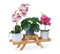 Relaxdays Escalera para plantas de bambú marrón claro