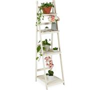 Relaxdays, escalera para plantas, para interior y balcón, diseño estilo "shabby chic", independiente y plegable, dimensiones 160x41x50 cm, 4 escalones, color blanco