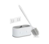 Relaxdays Escobilla baño con soporte de pared blanco,gris