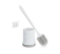 Relaxdays Escobilla baño con soporte pared blanco,gris