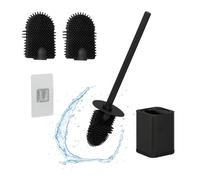 Relaxdays Escobilla baño plana montaje de pared negro