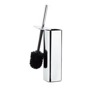 Relaxdays Escobilla de baño con soporte pared negro,plata