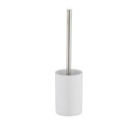 Relaxdays Escobilla de baño con vaso de cerámica blanco,plata