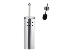 Relaxdays Escobilla de baño de acero inoxidable negro,plata