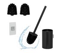 Relaxdays Escobilla de baño escobillero de pared negro