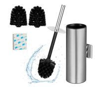 Relaxdays Escobilla de baño montaje de pared negro,plata