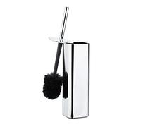 Relaxdays Escobilla de Baño Soporte Pared, Escobillero, Portaescobillas WC, Metal, 1 Pack, 38,5x8x8 cm, Plateado/Negro