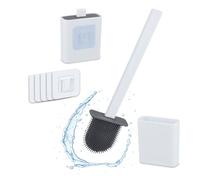 Relaxdays Escobilla de inodoro para pared blanco,gris