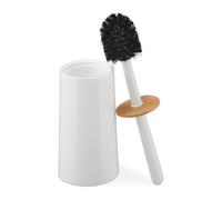 Relaxdays Escobilla para inodoro con escobillero blanco,marrón claro,negro
