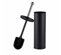 Relaxdays Escobilla WC con recipiente negro,plata