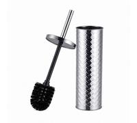 Relaxdays Escobilla WC con recipiente plata