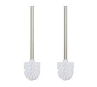 Relaxdays Escobillas Baño, Set 2, WC, Repuestos, Cabezal Intercambiable, Escobillero Acero Inoxidable, 35 x 8 cm, Blanco