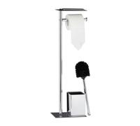 Relaxdays Escobillero portarrollos de baño negro,plata