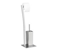 Relaxdays Escobillero portarrollos WIMEDO acero plata