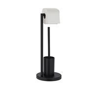 Relaxdays Escobillero Portarrollos Metal, Soporte Rollos de Pie, Portaescobillas, Medidas: 53 x 20,5 cm Aprox., Negro