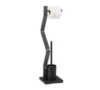 Relaxdays Escobillero portarrollos WC blanco gris negro,gris
