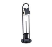 Relaxdays Escobillero y Portarrollos para Baño, Acero Inoxidable, 79 x 22 cm, Escobilla con Soporte Vertical, Negro, Plástico, Gomaespuma