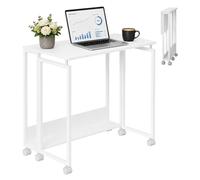 Relaxdays Escritorio abatible 6 Ruedas para Ordenador, Blanco