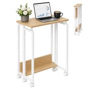Relaxdays Escritorio abatible, 6 Ruedas, para Ordenador, Blanco Natural