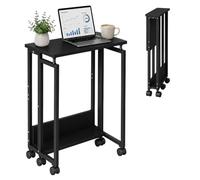 Relaxdays Escritorio abatible, 6 Ruedas, para Ordenador, Negro