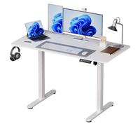Relaxdays Escritorio regulable con pantalla blanco