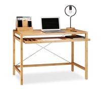 Relaxdays Escritorio con soporte para el teclado marrón claro,negro