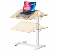 Relaxdays Escritorio de pie, 67,5-102 cm, inclinable, Natural/Blanco