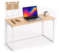 Relaxdays, escritorio, dimensiones (alto x ancho x profundidad): 74 x 100 x 50 cm, plegable, que ahorra espacio, mesa de trabajo, escritorio para oficina en casa, color natural/blanco