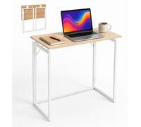 Relaxdays, escritorio, dimensiones (alto x ancho x profundidad): 74 x 80 x 40 cm, plegable, que ahorra espacio, mesa de trabajo, escritorio para oficina en casa, color natural/blanco