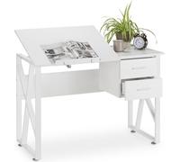 Relaxdays, escritorio inclinable con superficie de trabajo ajustable, ideal como mesa para portátil o mesa de dibujo, dimensiones 75x110x55 cm, color blanco
