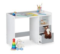Relaxdays Escritorio infantil blanco con cajonera blanco,gris