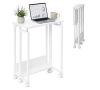 Relaxdays Escritorio Plegable 6 Ruedas, para Ordenador, Blanco